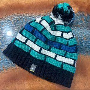 Smartwool Merino Wool Knit Pom Pom Beanie made in Canada blue white green